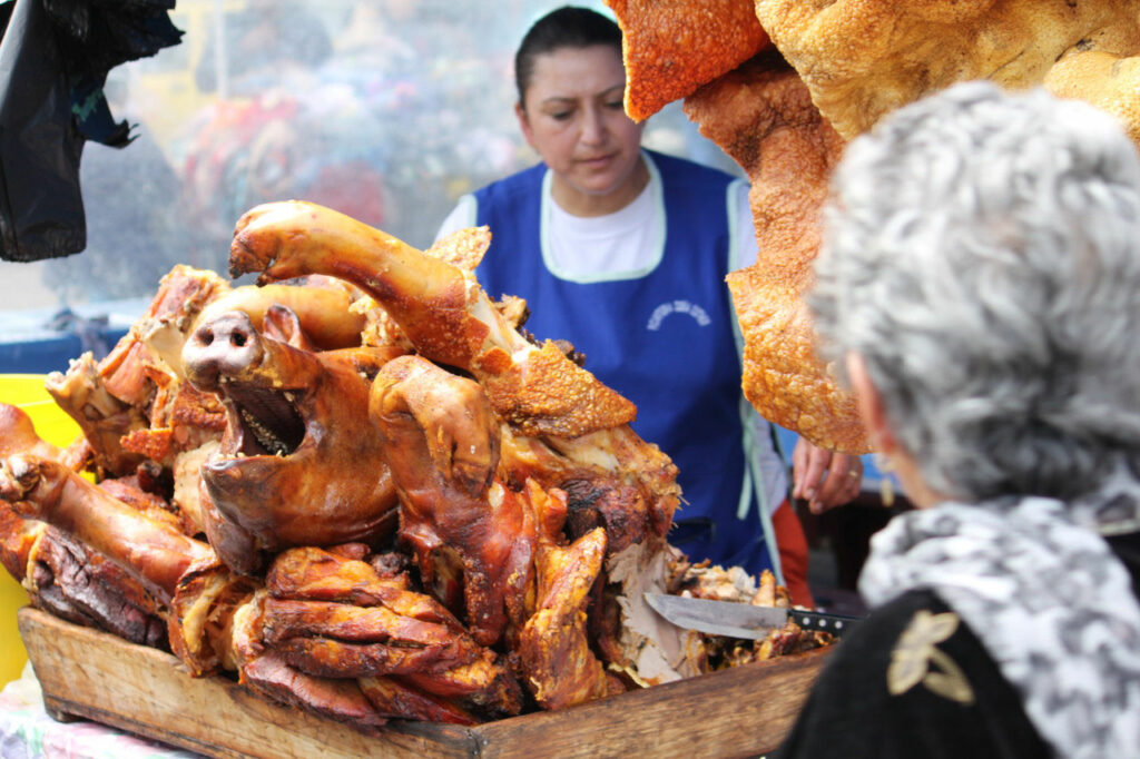 Saquisilí Schweinefleisch ist im Andenhochland sehr beliebt