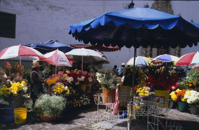 Cuenca, Blumenmarkt im Stadtzentrum